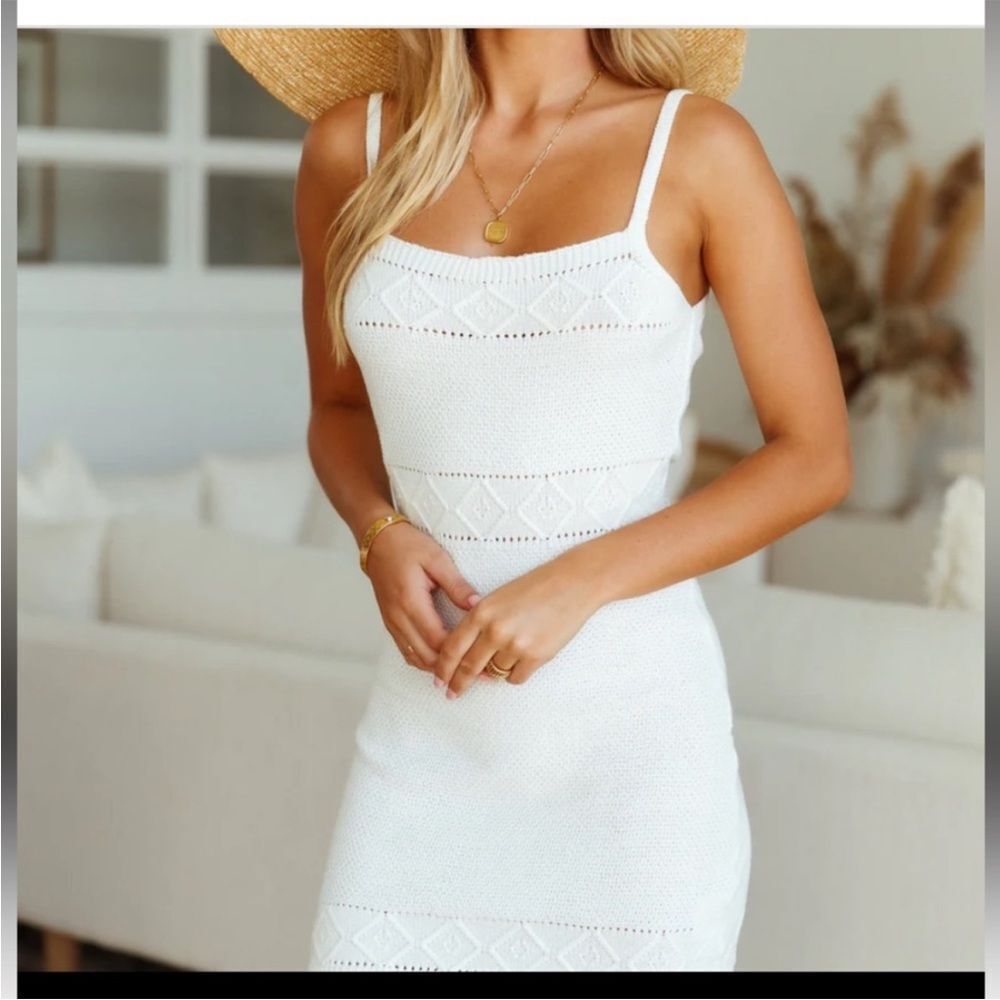 NWT hello molly Venus retrograde white knit dress 6 - Picture 9 of 10